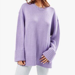 WeWoreWhat Lavender Crew Neck Sweater